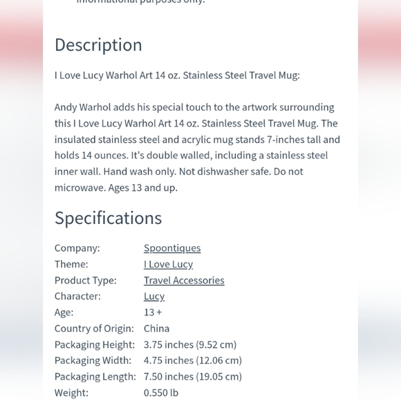 Cute "I Love Lucy" thermal mug - Picture 7 of 7